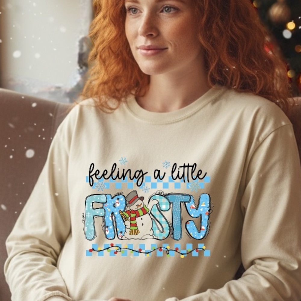 Feeling a Little Frosty  Christmas T-shirt S M L XL XXL Tan trending New Custom